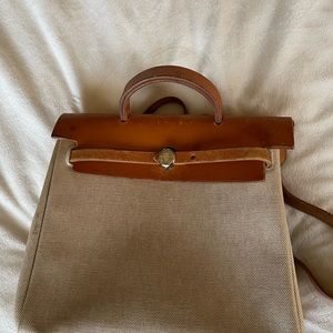 Toile Vache Calfskin Herbag 30 PM Backpack Natural